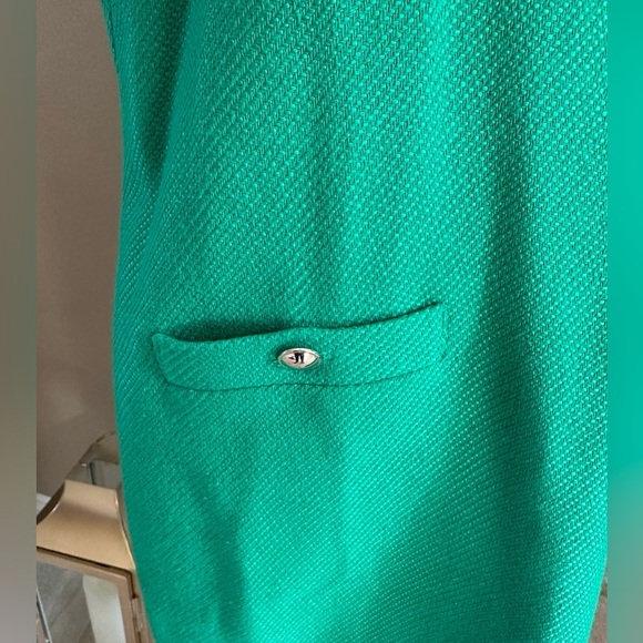 Ann Taylor Tweed Pocket Shift Green Short Sleeve Dress - Picture 3 of 4